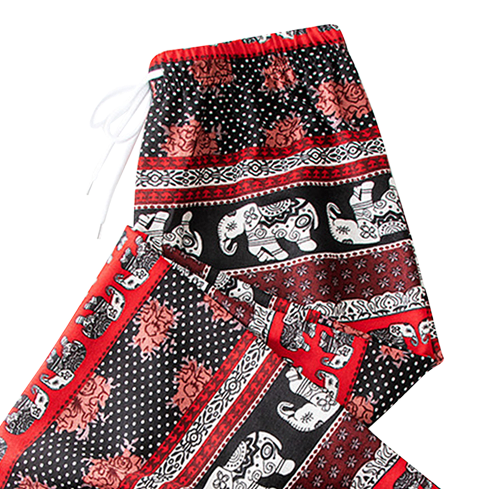 Celana Harem wanita pakaian pinggang tinggi celana Hippy Boho untuk wanita kaki lebar celana Hippie untuk wanita wanita musim panas