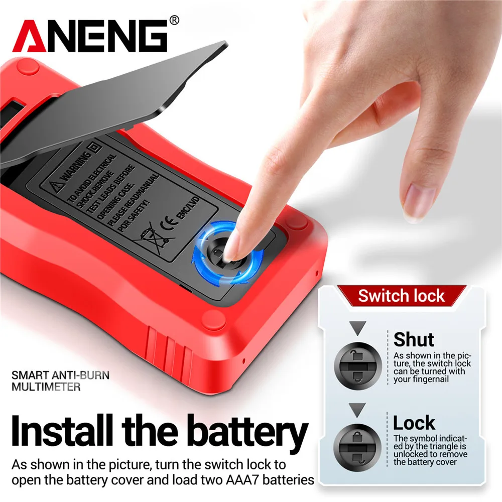 ANENG M118A Mini multímetro Digital probador 6000 recuentos medidor de Tranistor de valores eficaces verdaderos automático con linterna de retención de datos NCV
