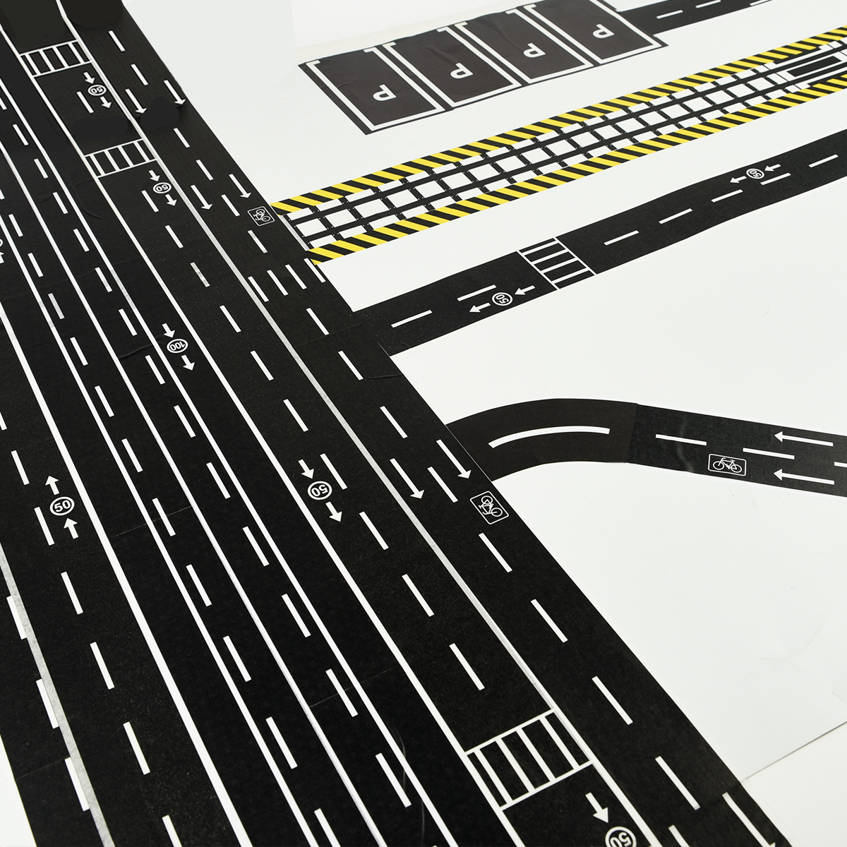 철도 고속도로 교통 도로 디자인 종이 Washi 테이프 DIY 접착 스티커 라벨 어린이 장난감 경주