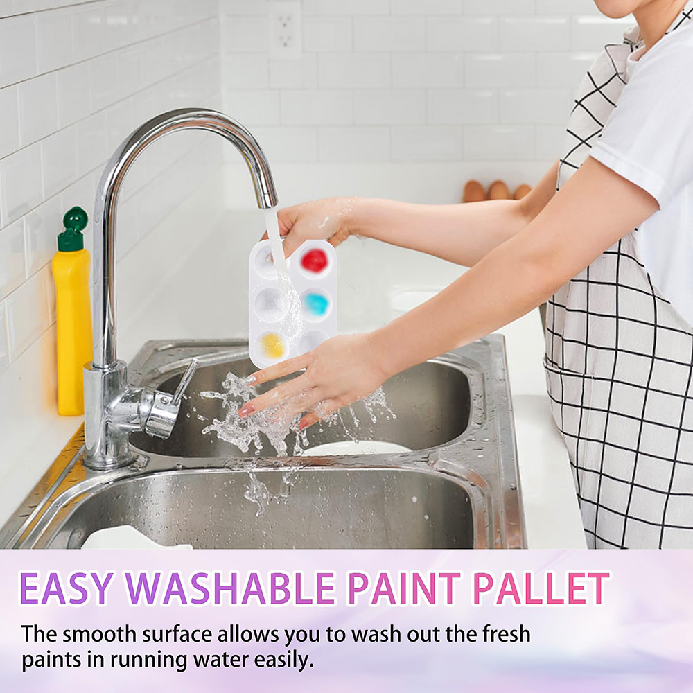 Farbtablett-Palette, 6-Grad-Mini-Aquarell-Farbpalett aus Kunststoff für Kunstmalerei und DIY-Bastelklasse, 2/3/8/20/30 Stück