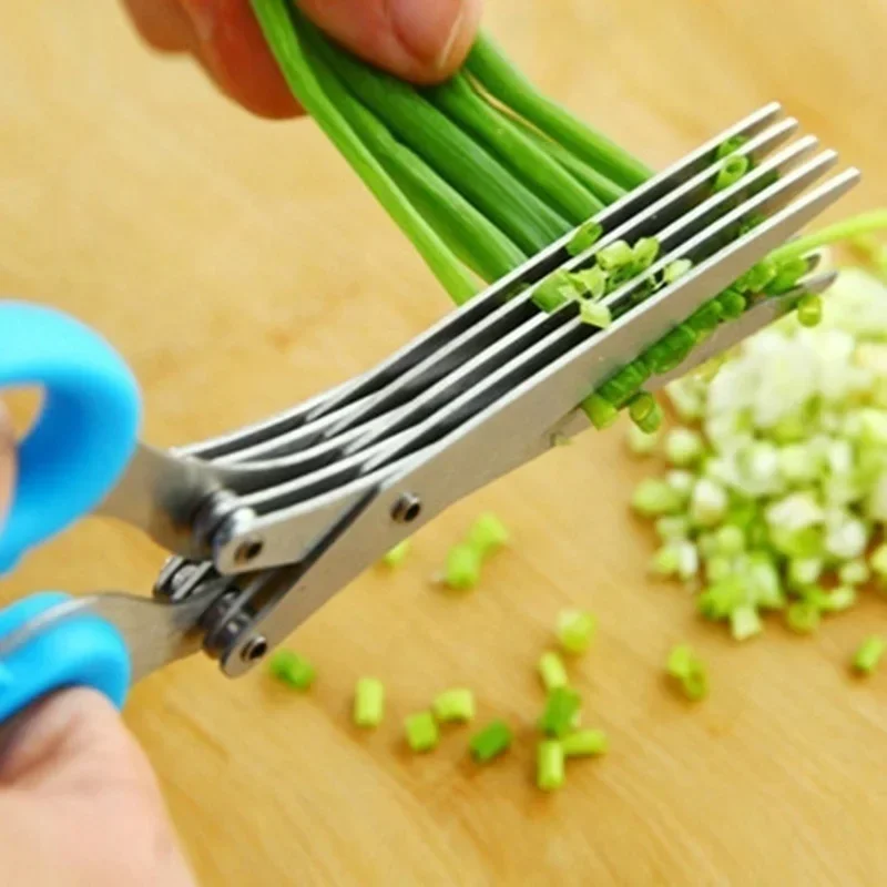 Multifunctionele Rvs 3/5 Layer Keuken Schaar Peper Versnipperd Gehakte Lente-ui Cutter Laver Cut Koken Tool