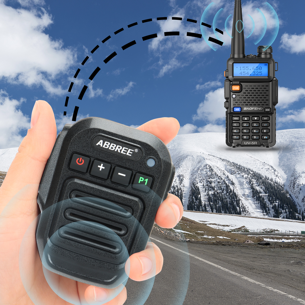 ABBREE-Microfone Bluetooth Sem Fio, Microfone de Mão, UV-5R, UV 21 Pro, 5RH, K6, Walkie Talkie, Acessórios para radioterapia