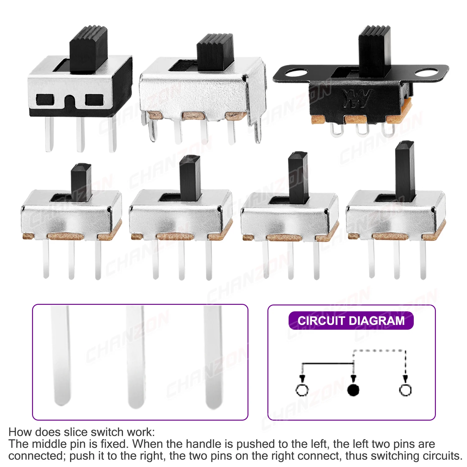 Microinterruptor deslizante Spdt de 3mm, 4mm, 5mm y 6mm, 3 pines, 5 posiciones, ss12f15, ss12f44, 1p2t, contacto de Terminal de montaje de palanca pequeño para Arduino