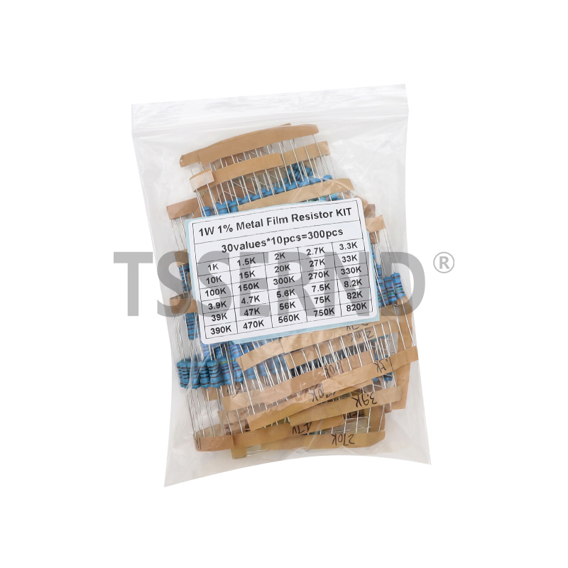 150 Uds 300 Uds 1/2W 1W 2W 3W resistencia 1% Kit surtido de resistencias de película metálica 30 tipos cada 5/10 Uds 1R ~ 750R 1K ~ 820K Ohm