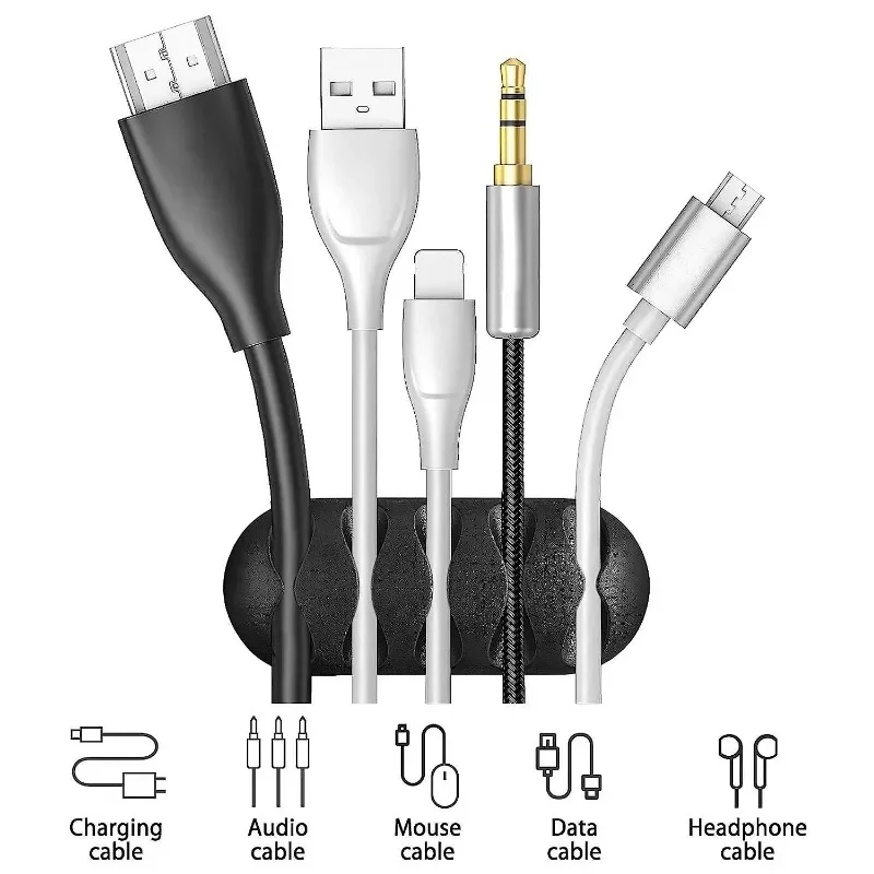 กาวคลิปสายซิลิโคนสายOrganizer Desktop Wallสายชาร์จสายหูฟังMous Management USB Data Cableผู้ถือ