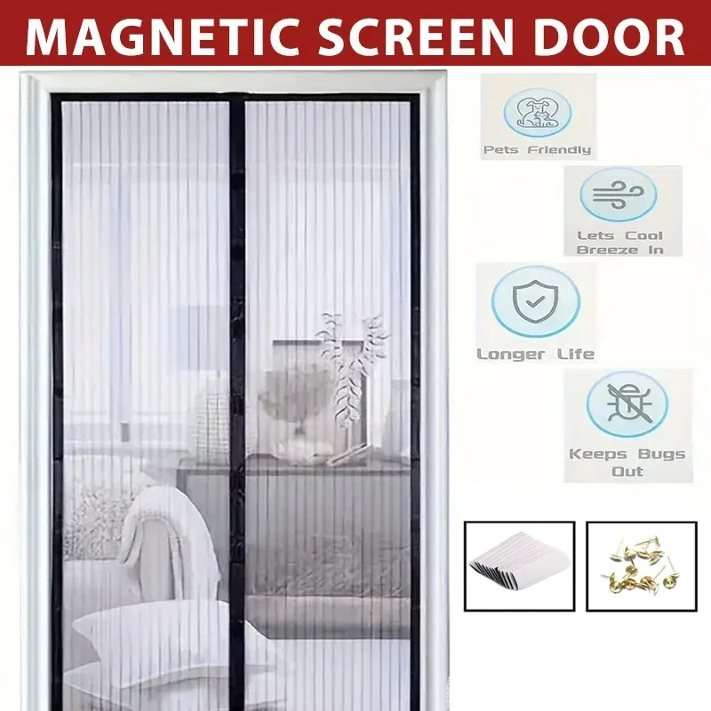 Cortinas antimosquitos para puertas, mosquitera magnética para puerta y ventana, malla de cierre automático para cocina y sala de estar