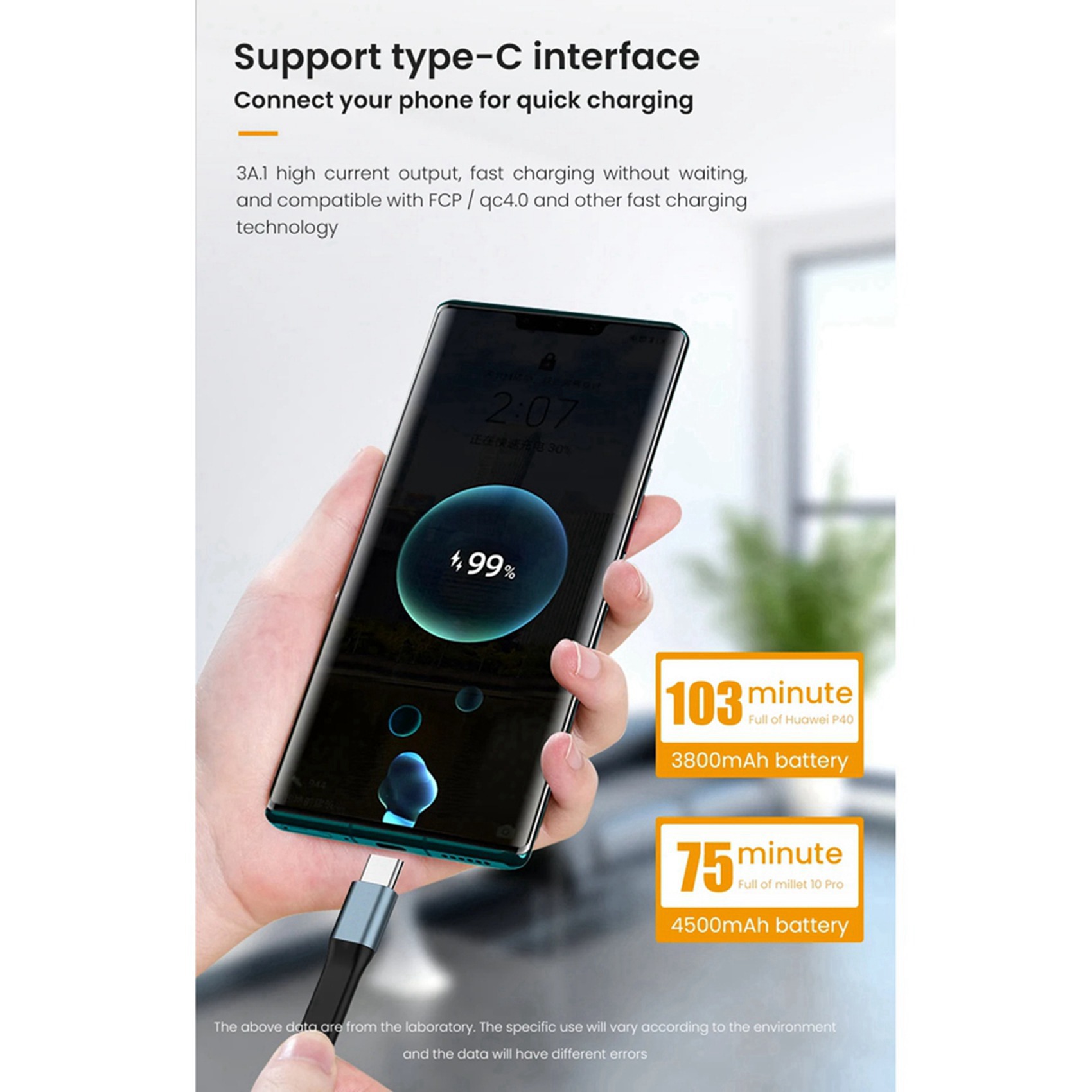 2X PD65W USB Type C to Type-C Cable Mini Keychain Portable 3A Fast Charging Type-C Short Data Cable for Type-C Devices