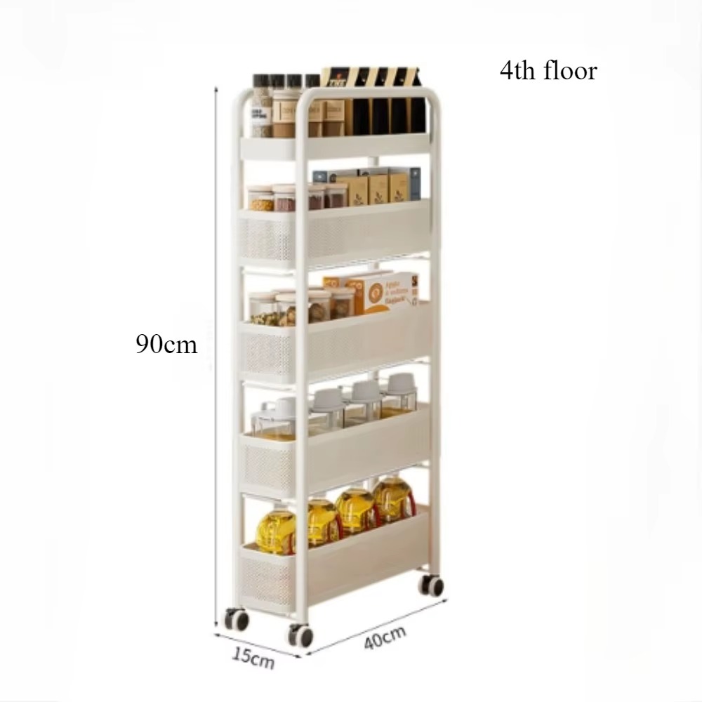 Kitchen Multi-Functional Storage Trolley Vegetable Basket Bathroom Moistureproof Mobile Cart Practical Living Room Snack Shelves