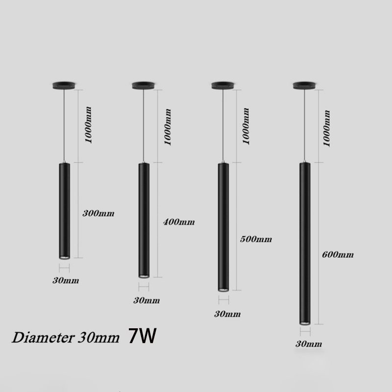 Luces colgantes de tubo largo nórdico regulables, 7W, 12W, longitud de luz colgante para cocina, luces de iluminación ajustables para el hogar y el comedor