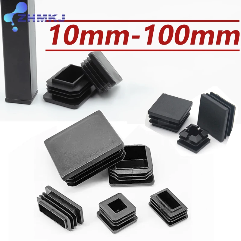 ปลั๊กสแควร์ท่อหมวกรูปสี่เหลี่ยมผืนผ้าท่อพลาสติก End CAP ใส่ Blanking Stopper สีดํา 10x10mm-100x100mm