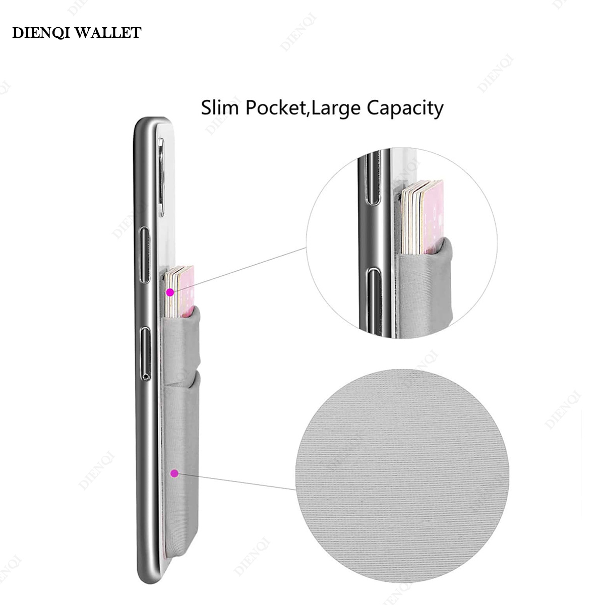 Porta carte per cellulare in tessuto elastico alla moda Porta carte per cellulare Porta carte d'identità di credito Adesivo adesivo Borsa per soldi tascabile