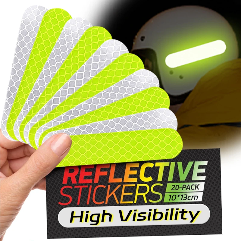 80-10PCS Car Helmet Safety Warning Reflective Sticker High Visibility Waterproof Tapes Auto Accessories for Night Walking Riding