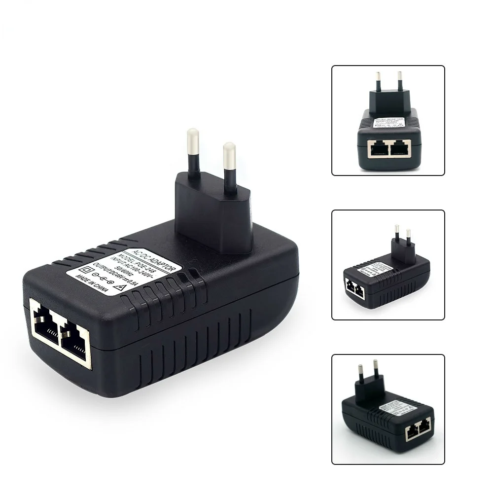 กล้องวงจรปิดความปลอดภัย AC 110V-240V ถึง DC 12V 15V 24V 48V 0.5A 1A POE Injector Power Ethernet Adapter กล้อง IP PoE แหล่งจ่ายไฟ