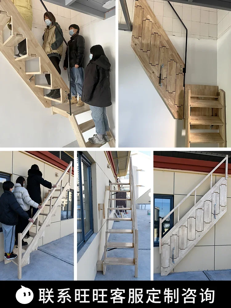 Wall-mounted high-grade telescopic stairs Stretching invisible ladder Folding against the wall Straight ladder New indoor househ