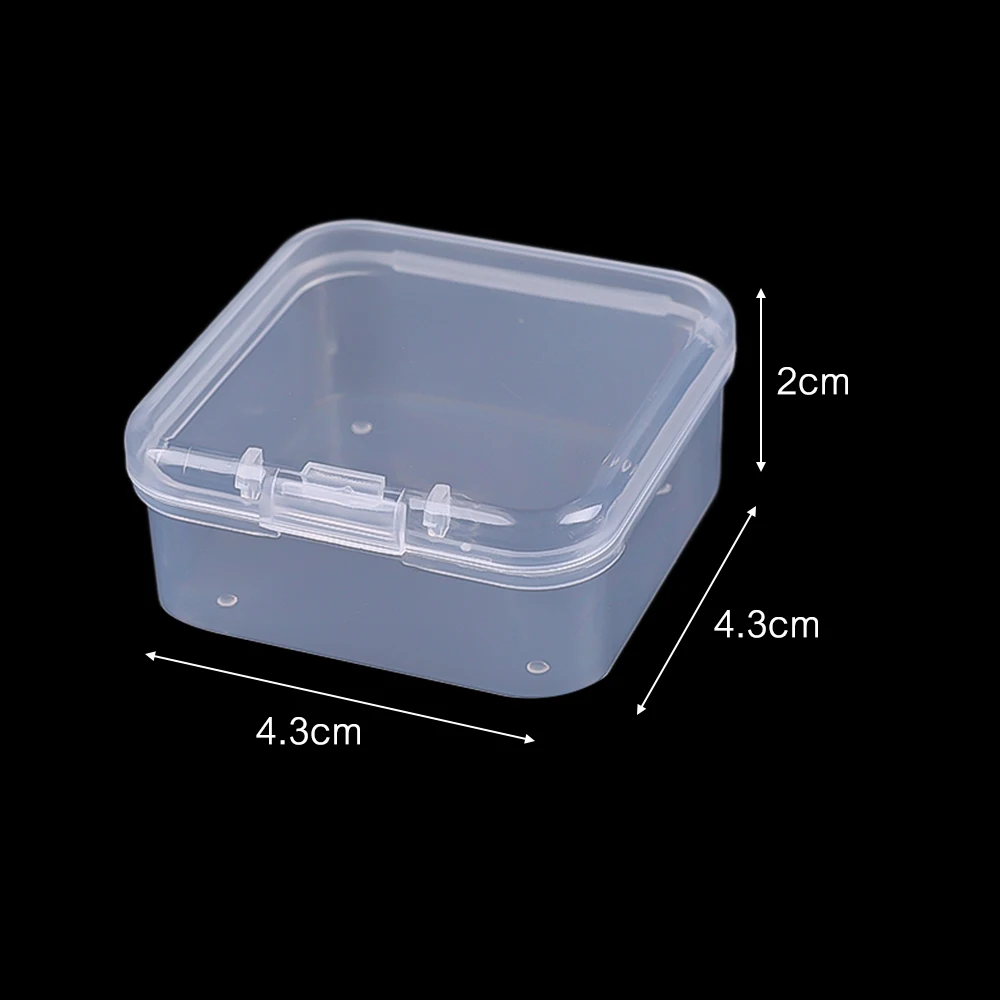 48 pièces 4.3*4.3*2cm Mini boîte de rangement en plastique transparent conteneurs avec couvercles boîtes à charnière vides pour perles bricolage artisanat fabrication de bijoux