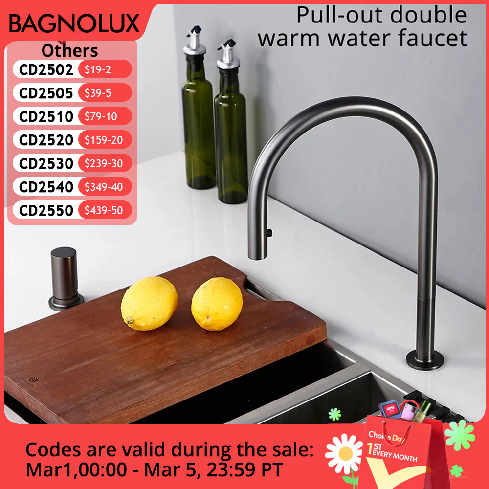 Kéo Xuống Bếp Rửa Chải Gunmetal Đen Tay Cầm Đơn Đôi Lỗ Nóng Lạnh Máy Phun Bằng Đồng Lật Số Để Bàn Gắn