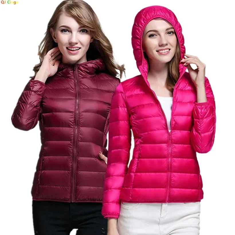 Leichte Daunenjacke für Damen im Winter, Rot, Blau, Khaki, Grün erhältlich, europäische Größe S-XXL, Damenmäntel