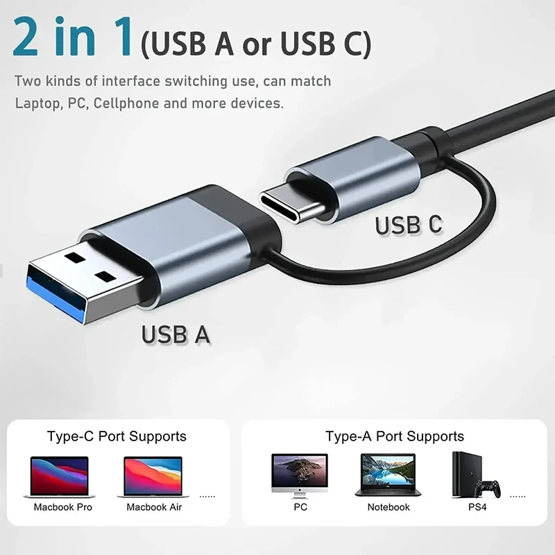 8-in-2 Typ C HUB Dockingstation USB Micro SD Kartenleser mit 3,5 mm Audio Jack Adapter Laptop Tablet Telefon Disk Konverter