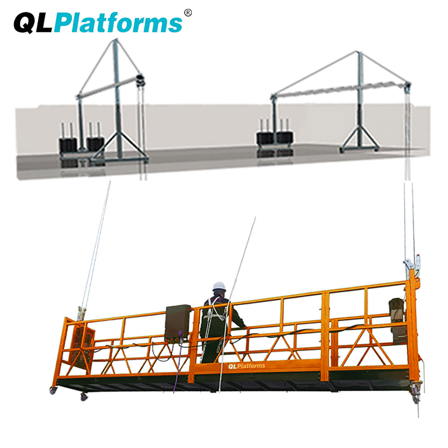 Plate-forme de travail suspendue, installation explorez afaudage suspendu, berceau, bâtiment, stock Johanna