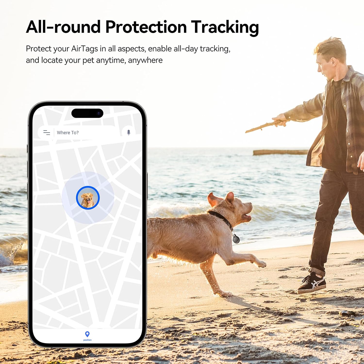 Airtag Holder for Apple Airtag Case with Wire Cable Waterproof Airtags Keychain Protective Cover for Luggage Backpack Key Pet