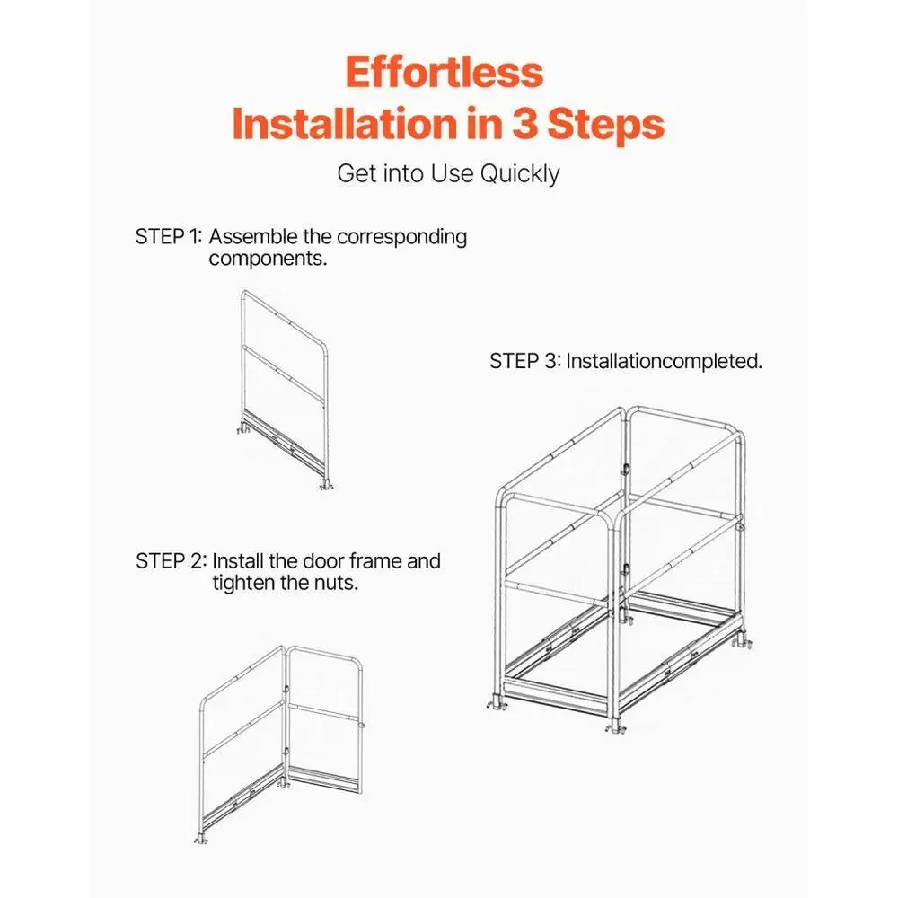 6ft Yellow Safety Guard  System for baker Style Scaffolding Durable Construction Site Safety Equipment