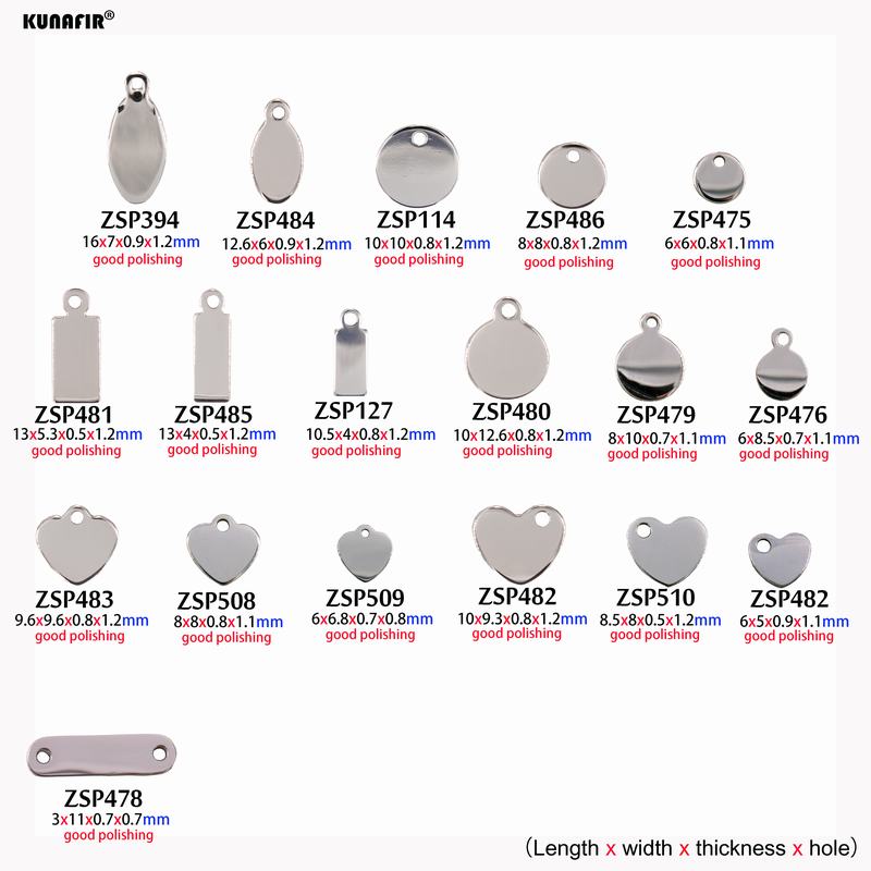 良好な研磨スチールカラータグレーザー彫刻ロゴステンレス鋼ラベルジュエリーパーツアクセサリーカスタムメイドの個性