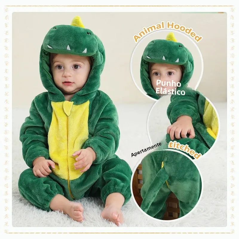 MICHLEY Macacão de bebê de inverno com capuz flanela cosplay roupas infantis da criança macacões gerais fantasia para crianças menina menino