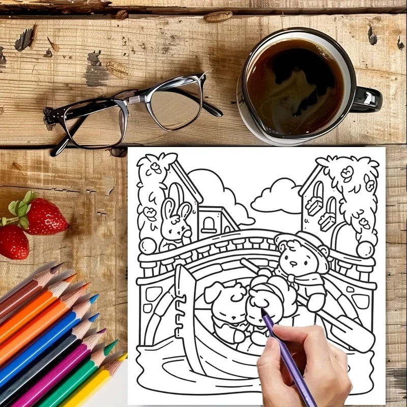 Cozy Japan: Cute Coloring Book for Adults and Teens with Charming Characters and Delightful Japanese Scenes for Relaxation