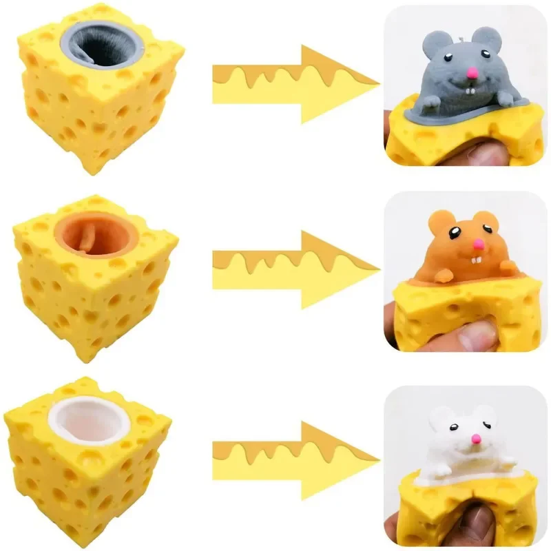 Squeeze Mouse Squishy jouet fromage balle anti-Stress Squishy Rat fromage Fidgets Squishy souris jouet Stress nouveauté jouet pour les gens meilleur cadeau