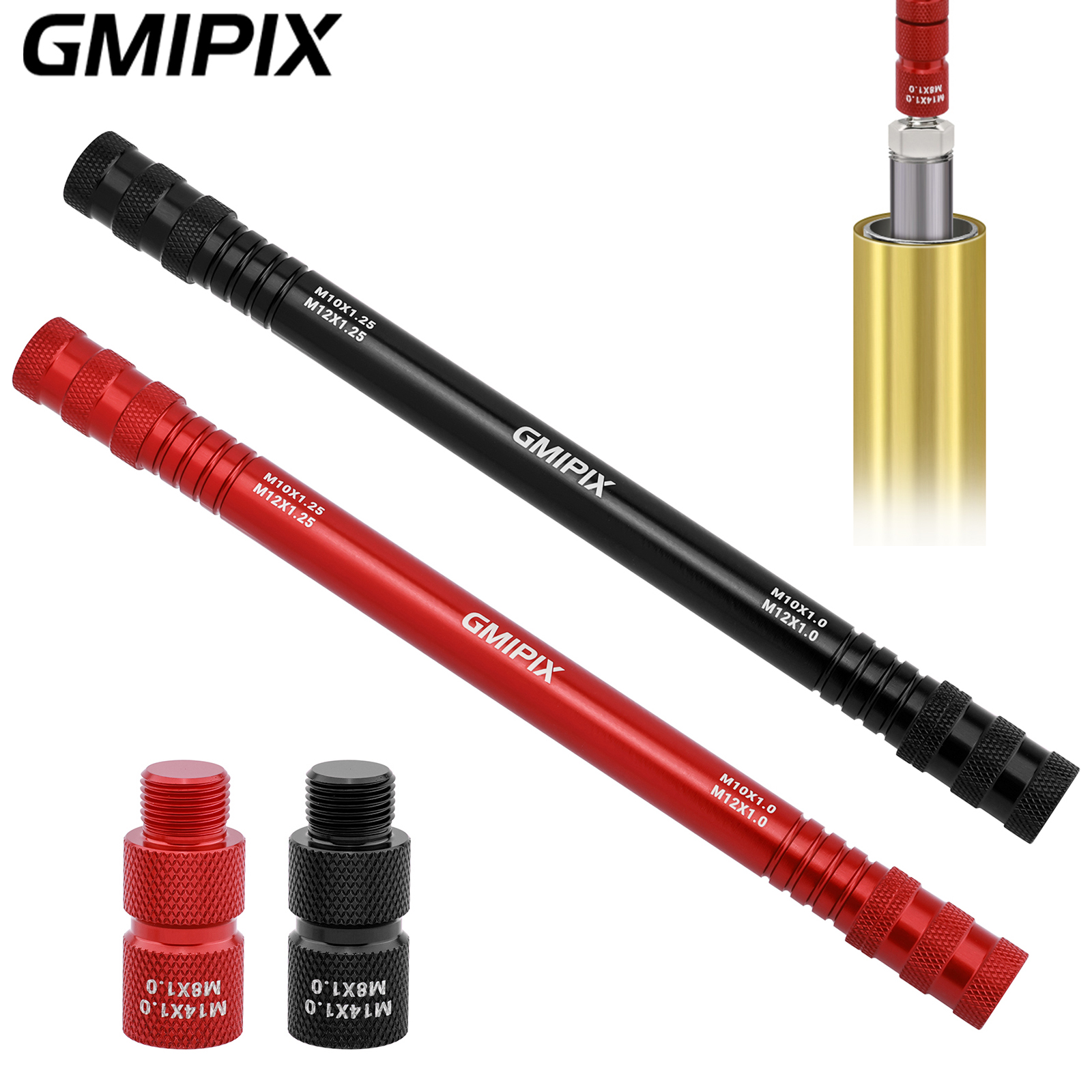 GMIPIX 6 в 1, инструмент для прокачки стержня демпфера вилки M10 x 1,0/1,25 M12 x 1,0/1,25 M8 x 1,0 M14 x 1,0, инструмент для ремонта прокачки вилки мотоцикла
