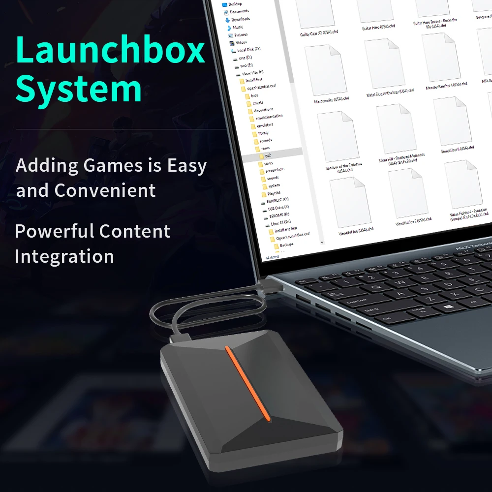 Hyper Base Lbox 500GB Gaming Hard Drive For PS4/PS3/PS2/Wii/Wiiu/Gamecube/Saturn With 3700+ Games Plug&Play For Win PC Launchbox