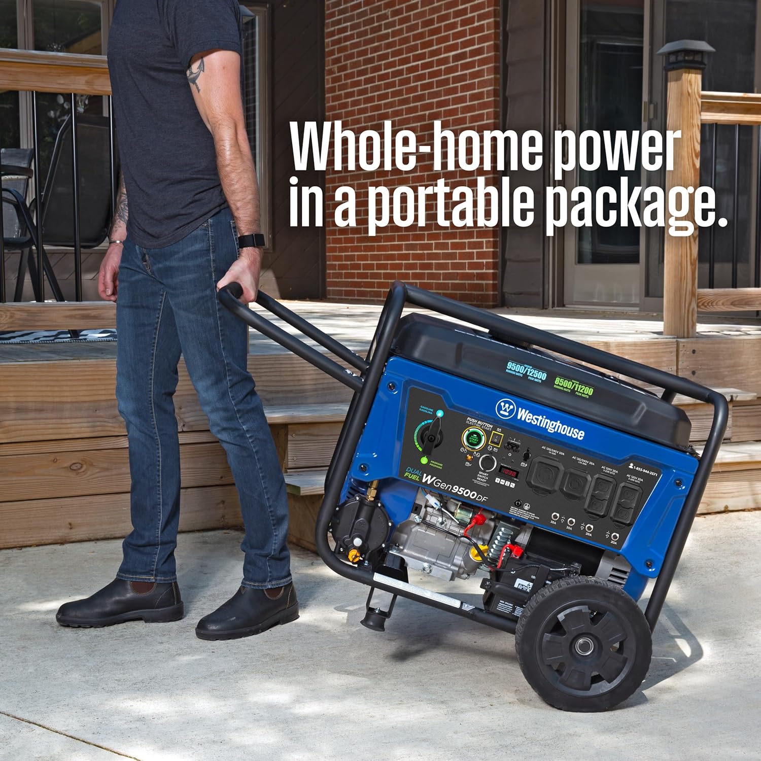 Portable Generator, Remote Electric Start, Transfer Switch Ready, Gas and Propane Powered