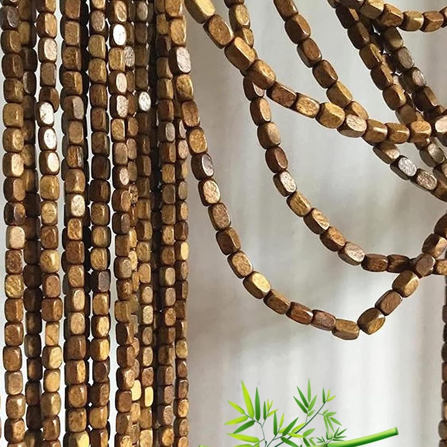 De Cuentas Para Puertas, 60/80/90/100/110/120/130/140 Hebras De Madera De Bambú Cortina De Abalorios Natural, Panel De Pantalla De