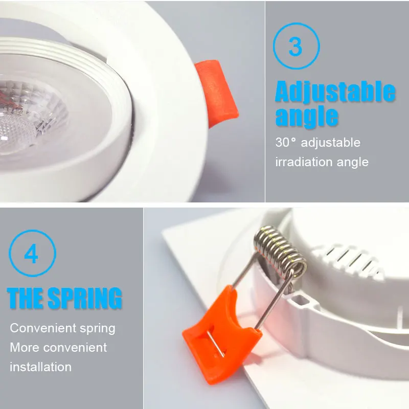 Lámpara LED de techo con ángulo ajustable, focos giratorios, iluminación interior, color blanco, 5W, 7W, 9W, 12W, 3W, AC220V, 110V, 10 piezas