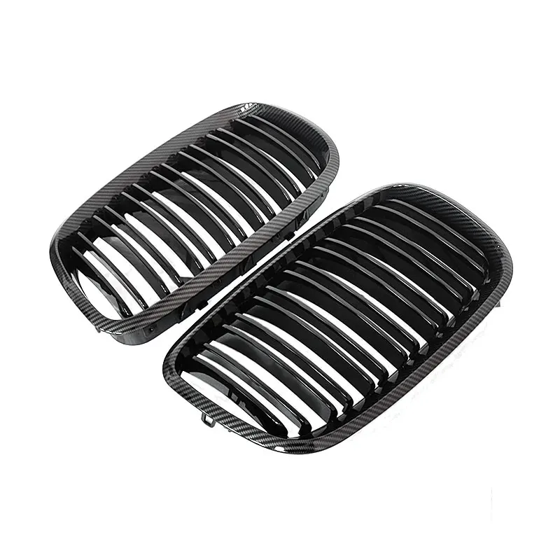1 Pair Front GrillesFor BMW X5/X6 E70 E71 2008-2014 Gloss Matte Black Kidney Grill Carbon Fiber Replacement Front Bumper Grilles