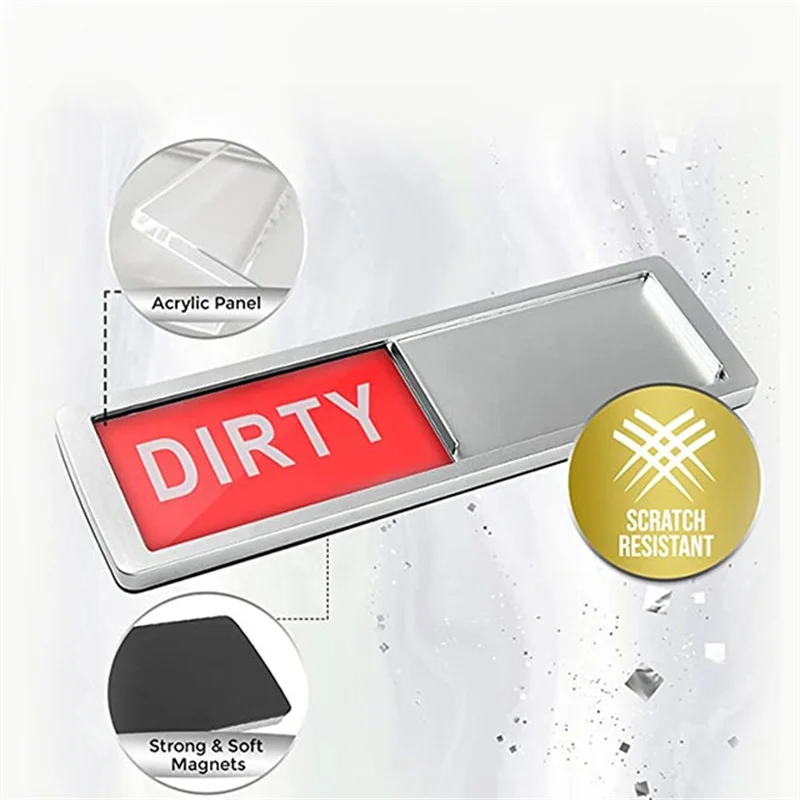 Sinal sujo limpo do ímã da máquina de lavar louça, aço inoxidável premium preto e branco não-risco/decoração da cozinha/fácil de ler & slide