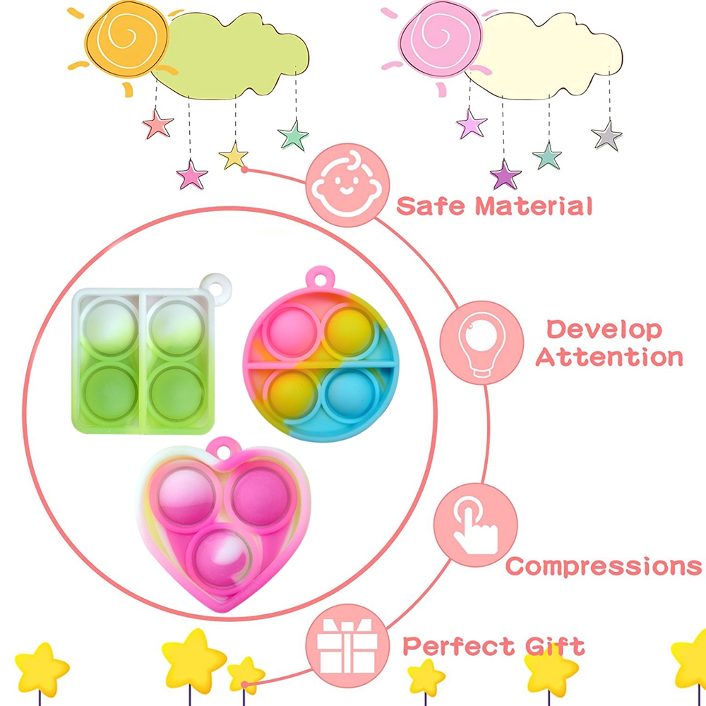 12/24/48 pçs mini pop fidget brinquedo pacote kit chaveiro alívio do estresse brinquedos festa favores mesa de escritório brinquedo para crianças adultos brinquedos