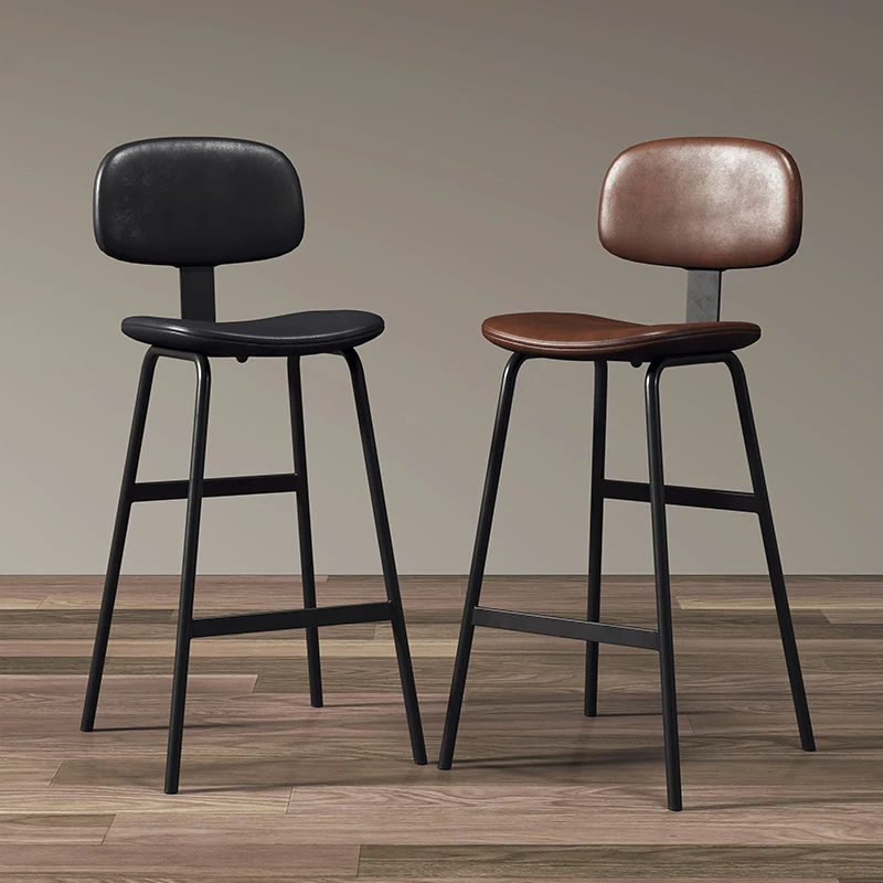 Banco alto estilo industrial, bolsa macia, relaxamento, ferro forjado, simples, moderno, design italiano, móveis de bar