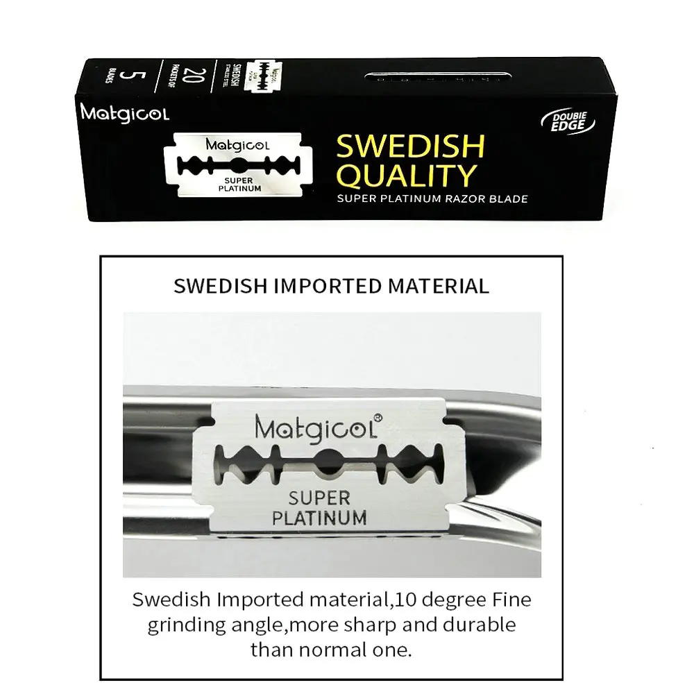 50 /100 Pack  Super Platinum  Double Edge Razor Blade,  Ultra-sharp Stainless Steel for Shaving, Mens Razor Blades