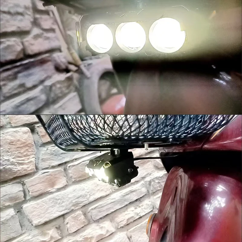 Foco para motocicleta, lámparas LED antiniebla de haz alto/bajo de doble Color para coche, SUV, UTV, camiones, 12V, 24V, lente mini, luz de conducción