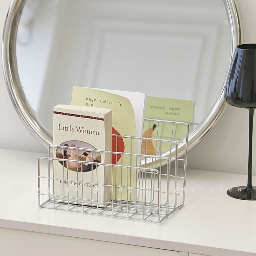 1Pcs Three-tier Iron Hollow Magazine Bookshelf Newspaper Storage Holder Organiser Book Rack Home Shelf Storage Basket