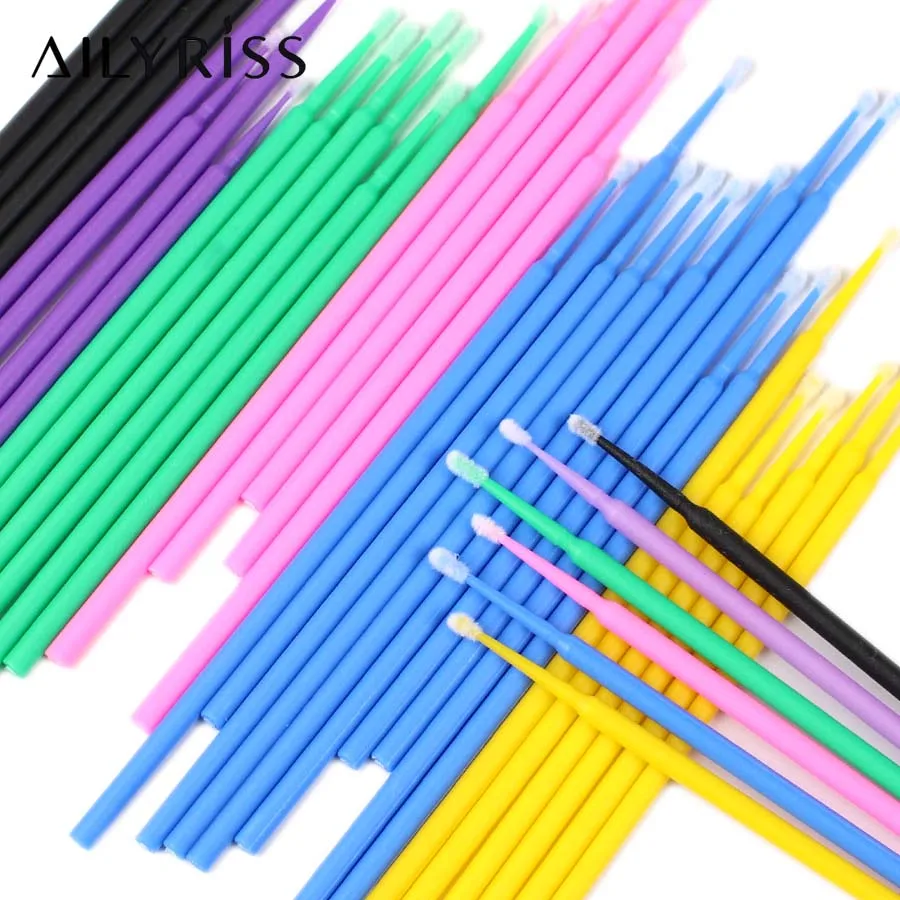 Cepillos desechables para pestañas, hisopo, 100 Uds., microcepillos, herramientas de extensión de pestañas, aplicadores de herramientas individuales para quitar pestañas
