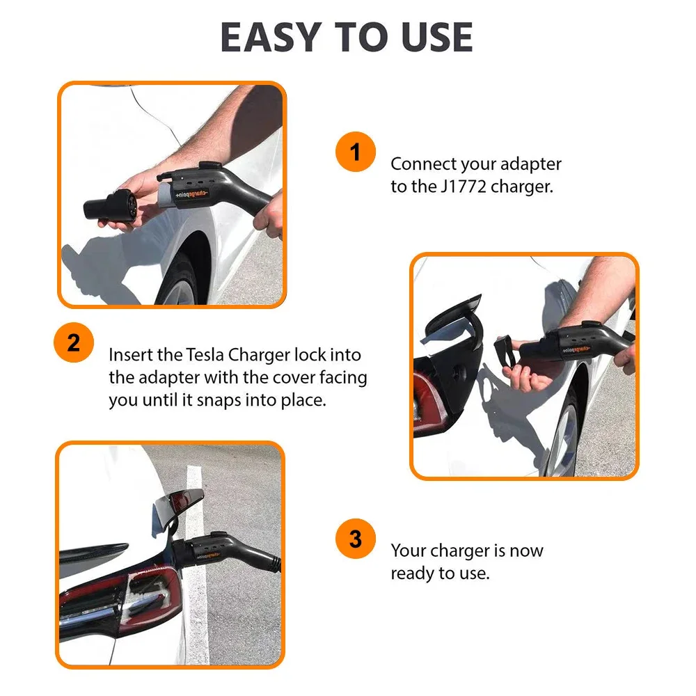 Tipo 1 para j1772 para tesla modelo x y 3 tesla 2021-2025 adaptador de carga bloqueio de carregamento proteção de segurança acessórios do carro