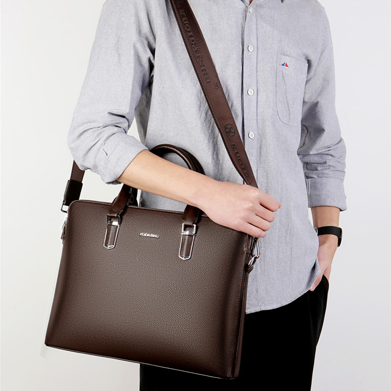 Maletín de negocios de cuero genuino de vaca de lujo para hombres, bolso de hombro masculino de alta capacidad, bolso de mensajero, bolsos de computadora, nuevo