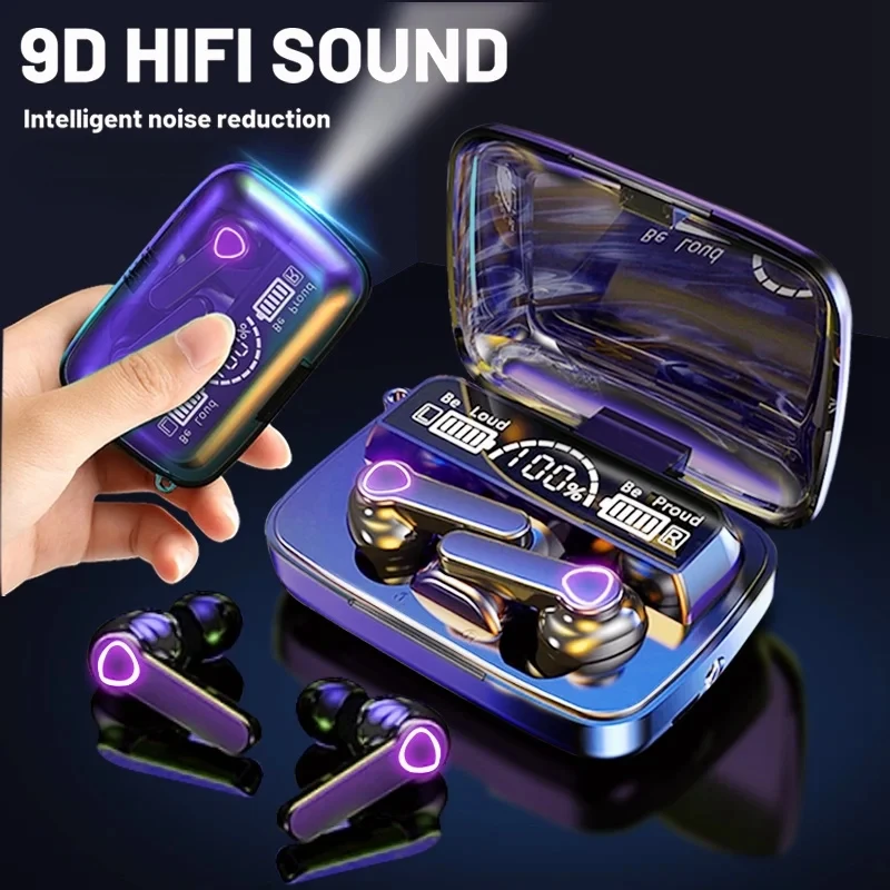 Auriculares Bluetooth M19 originales, intrauditivos inalámbricos deportivos inteligentes con pantalla Led táctil, auriculares Tesoro de carga para almacén