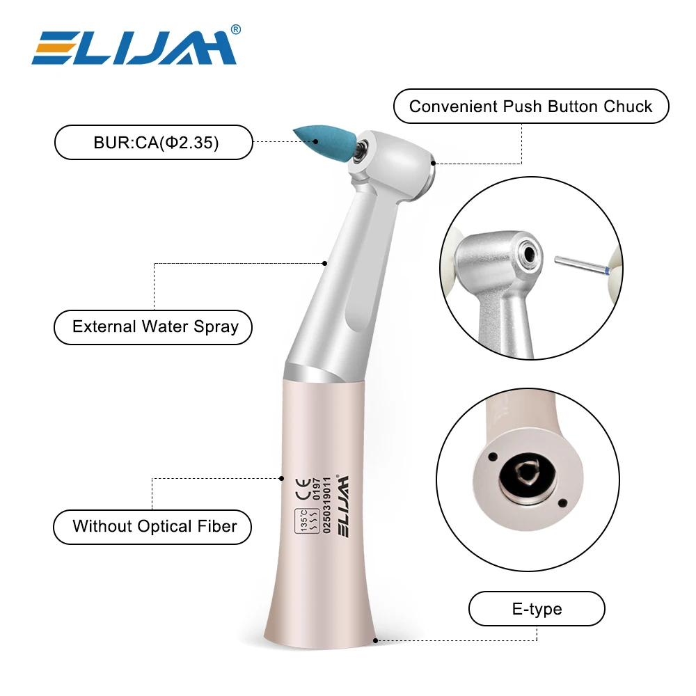 Elijah dental contra ângulo handpiece 1:1 baixa velocidade nariz cone terno handpiece dental de baixa velocidade e-tipo fx205 ferramentas odontológicas