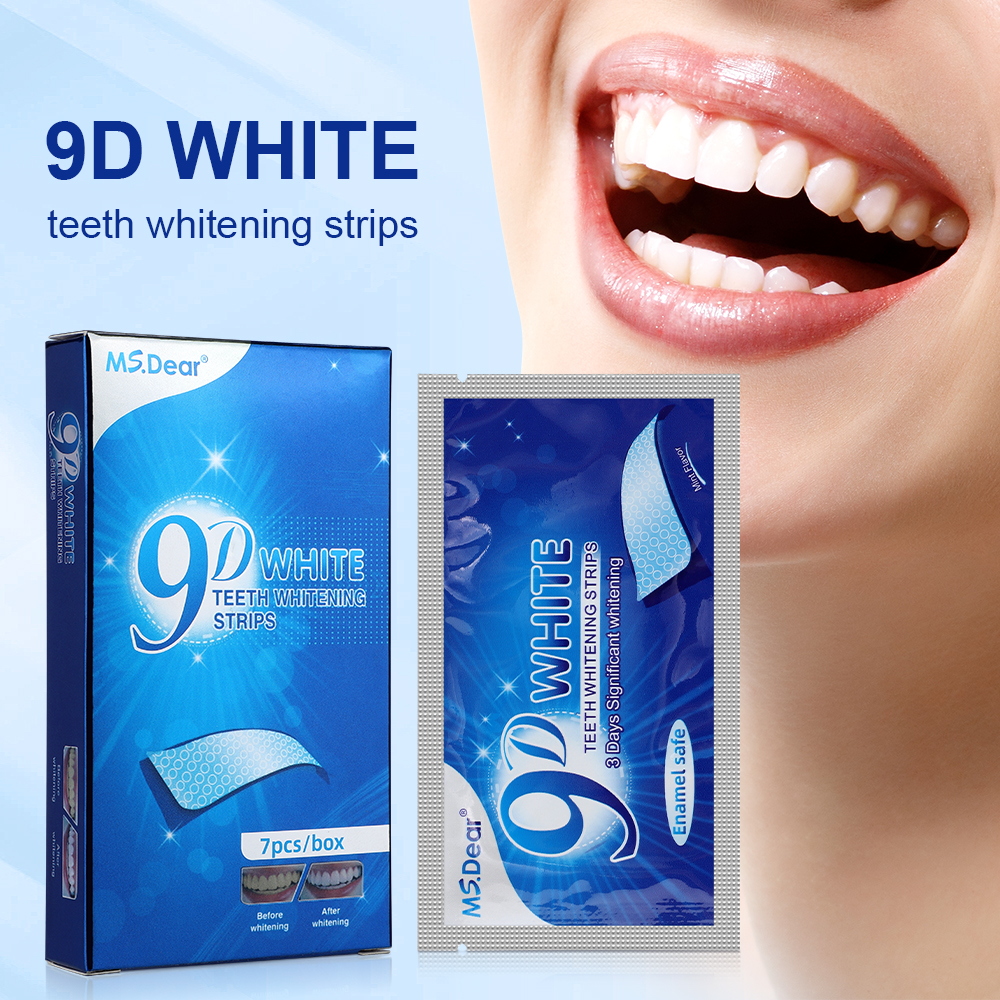 blanqueador de dientes,7IVIVAJWXPS2,peroxido de blanqueamiento dental,Tiras blanqueadoras de dientes 9D, Gel de pasta de dientes, cuidado de la higiene bucal, tiras blanqueadoras elásticas dobles,blanqueadores de dient