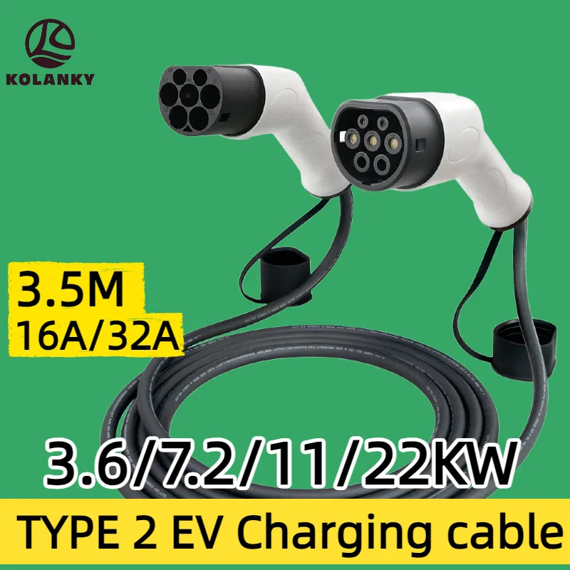 Przedłużacz do ładowania EV 3.5M Typ 2 męski na Typ 2 żeński, przenośny, 3.6 7.2 11 22KW 1p 3p, ładowarka do samochodów elektrycznych do publicznych stacji.