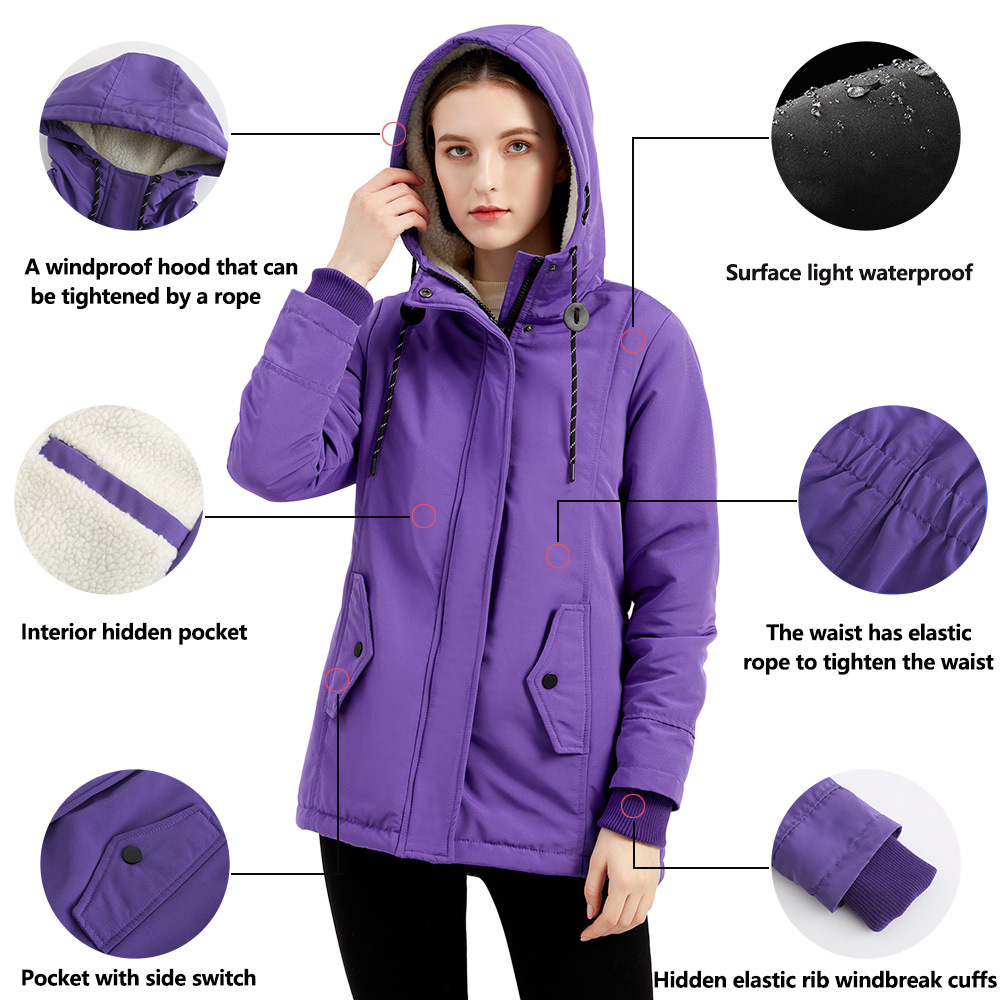 Damen warme Kapuzen-Parkas, dicke Plüsch mäntel, Damen mittellange Baumwoll jacke, Winter-Outwear, große Größe, S-5XL