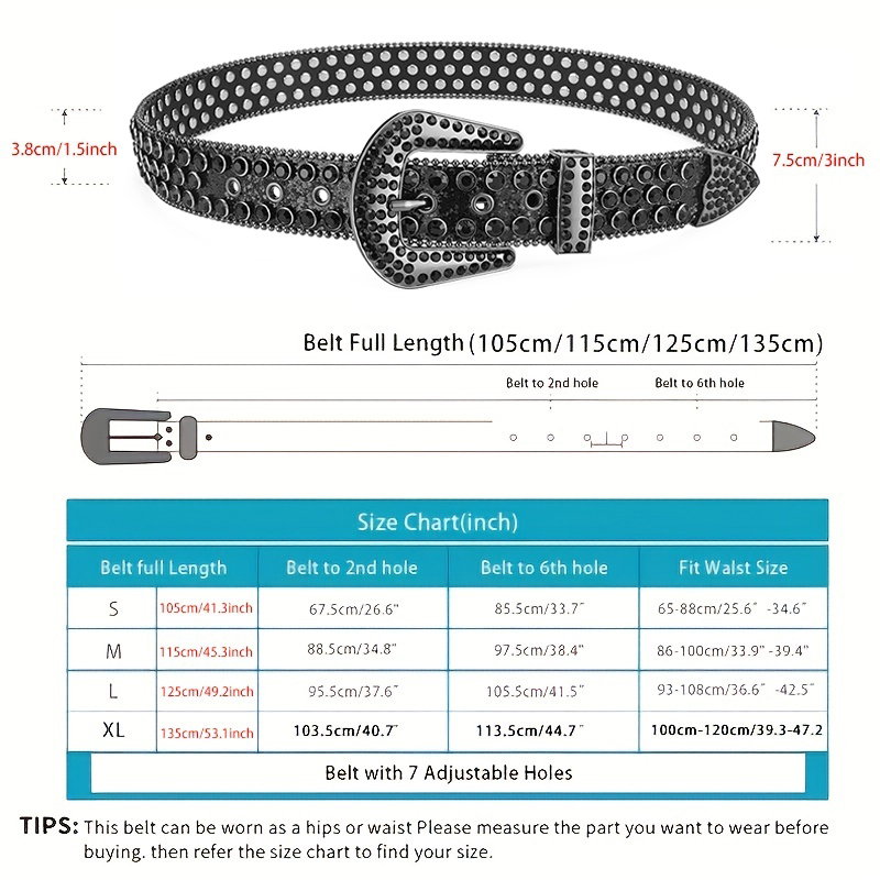 Jeans da uomo strass cintura di grandi dimensioni cintura da donna Western Denim lucido rivetto Design in pelle HipHop Punk Rock Y2K Style Belt
